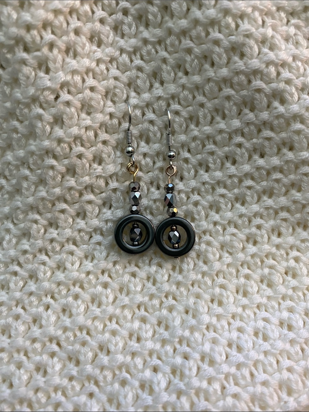 Hematite Black Drop Bead Earrings